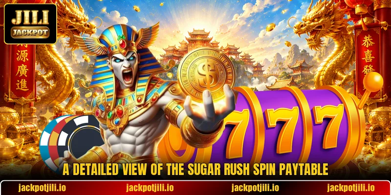 A detailed view of the Sugar Rush Spin paytable