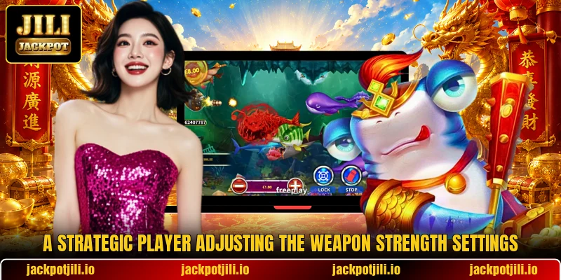 A strategic player adjusting the weapon strength settings
