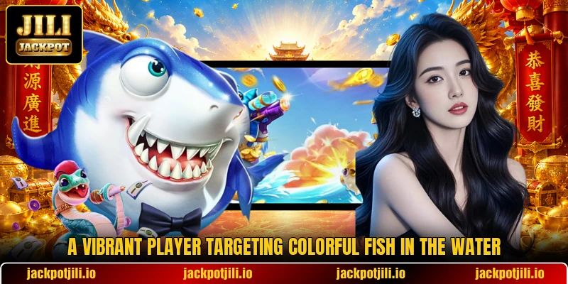 A vibrant player targeting colorful fish in the water