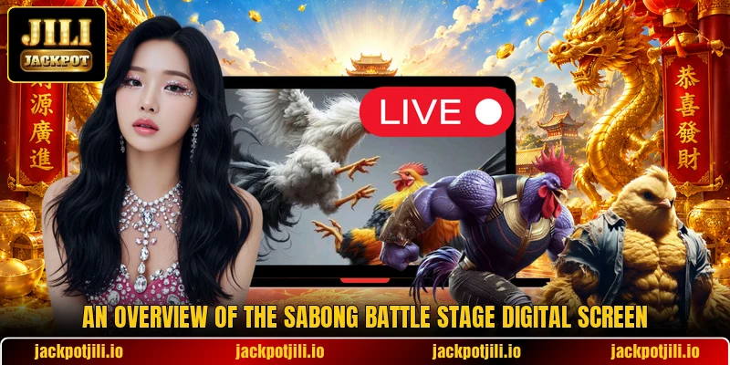 An overview of the Sabong Battle Stage digital screen