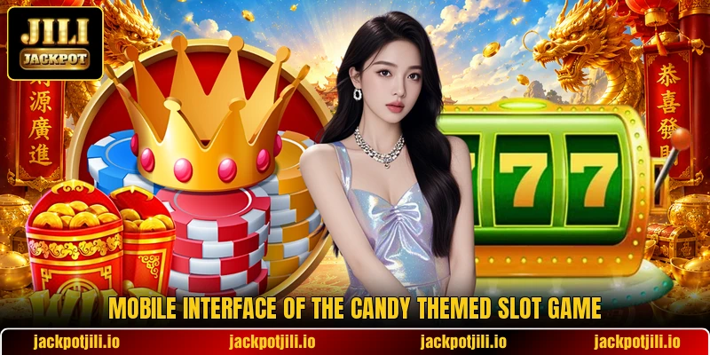 Mobile interface of the candy themed slot game