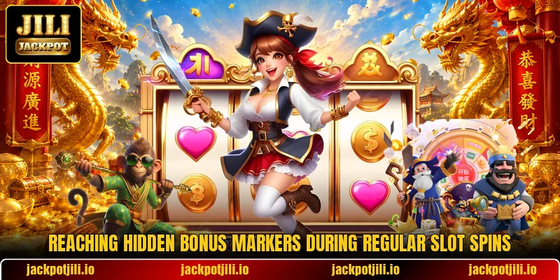 Reaching hidden bonus markers during regular slot spins