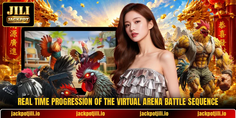 Real time progression of the virtual arena battle sequence