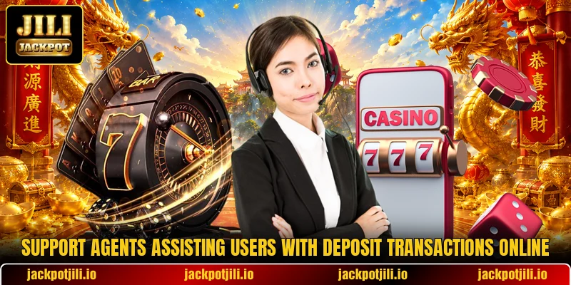 Support agents assisting users with deposit transactions online